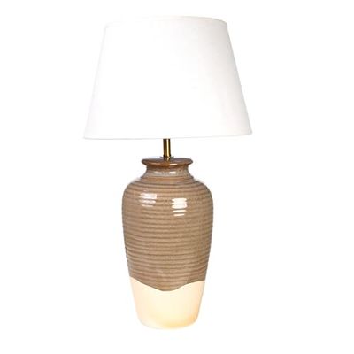 LAMPARA CERAMICA VERDE/BEIGE C/PANTALLA