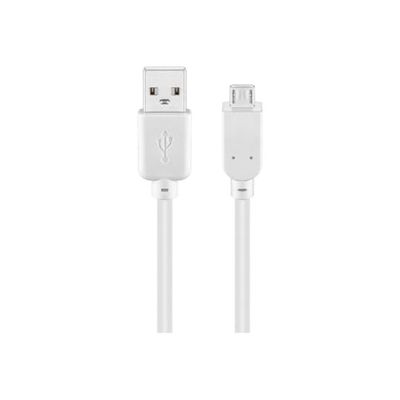 Goobay 96191 Cable de Datos y Cargador Micro USB de Alta Velocidad/USB 2.0 Macho (Tipo A) > USB 2.0 Micro Macho (Tipo B) / Blanco/ 0,3m