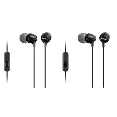 Sony Mdr-Ex15Ap - Cuffie In-Ear Con Microfono, Auricolari In Silicone, Nero, Senza fili (Confezione da 2)