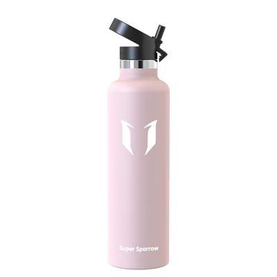 Super Sparrow Waterfles 1L, RVS Drinkfles, Waterflessen Herbruikbaar Rietje, Lekvrije Sportwaterflessen BPA Vrij, Waterfles Vaatwasserbestendig voor Sport, Outdoor