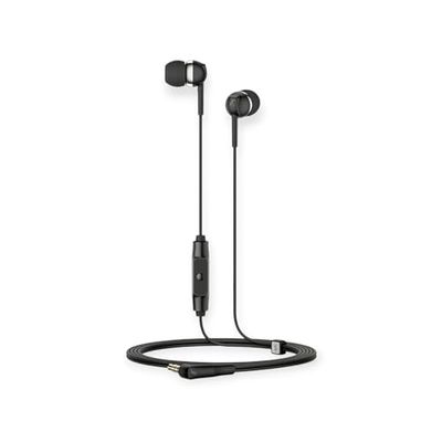 Sennheiser CX 80S oortelefoon met geïntegreerde slimme afstandsbediening met één knop — zwart