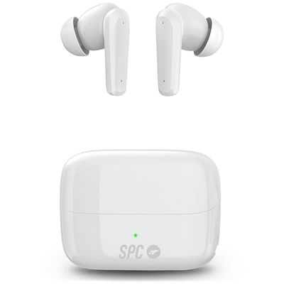 SPC Ether 2 Pro – Cuffie wireless bianche con cancellazione attiva del rumore, autonomia 6 ore + 20 ore in custodia di ricarica, modalità gaming, IPX4, touch control e leggere