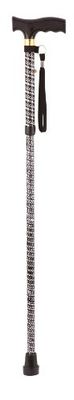 Aidapt Patterned Fold Down Adjustable Height Lightweight Walking Stick with Anti Slip Ferrule Foot to Aid Stability and Confidence when Walking Supplied with a Hanging Carry Strap and Wood Handle