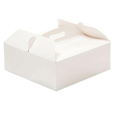 DECORA, 23 x 23 x 10 cm, 0340200, caixa para bolo com alça, ideal para conservar e transportar sobremesas, feita de cartolina, embalada individualmente, cartão, branco