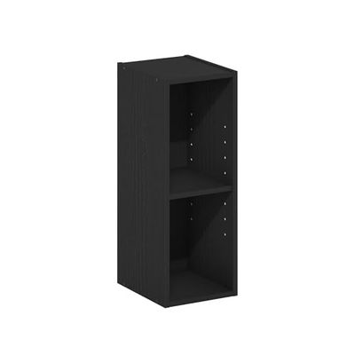 Furinno Fulda 2-poziomowy regał do przechowywania, oszczędność miejsca, 20 cm szerokości, czarny drewno