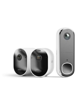 Arlo Pro 5 Telecamera WiFi Esterno Senza Fili, Visione Notturna Colori, Prova Inclusa Secure, 2 Telecamere, Bianche & Arlo Essential FHD Videocitofono, Campanello Senza Fili Da Esterno, Bianco