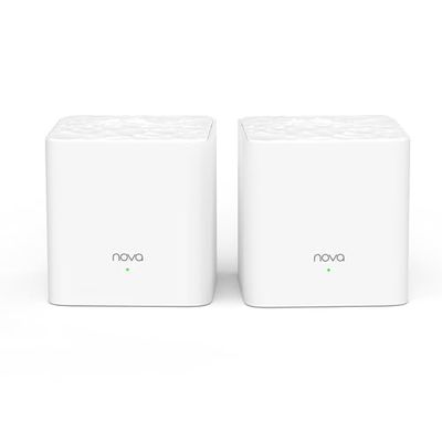 Tenda Nova MW3 (pacote de 2) Mesh - Router AC1200 Sistema Wi-Fi de rede em mesh, recomenda-se aplicar entre 1 a 3 quartos, banda dupla, Seamless Roaming, Fast Ethernet, controlo parental, branco