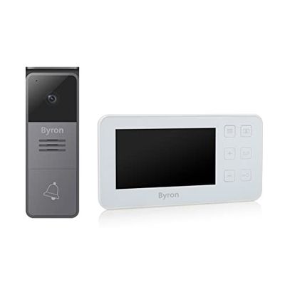 Byron DIC-24512 Videocitofono con Schermo, Display da 4,3 pollici, Impermeabile, Visione notturna, Installazione facilitata