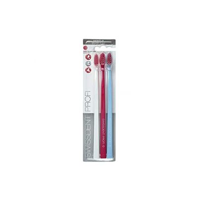 Swiss Dent Profi Gentle Spazzolino Trio (Confezione da) extra soft, Bianco, Rosa, Blu