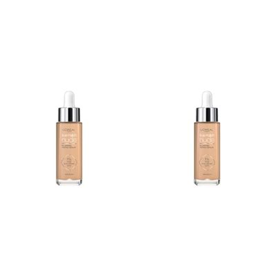L'Oreal Paris True Match Tinted Serum Foundation, 1% Hyaluronic Acid, Hydrating Formula, Replumps Skin in 1 Hour for a Natural Glowing Finish, 30 ml, Shade 4-5 Medium (Pack of 2)