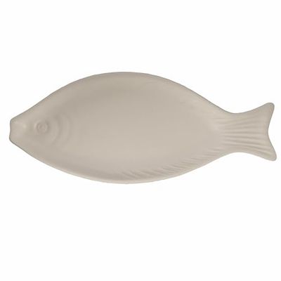 Piatto ovale da portata in ceramica 24x10,5 cm, stile coastal, bianco, Kos