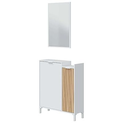 Habitdesign Hal voor de entree met spiegel, etnisch, wit, artistiek en natuur, modern design, 77 x 24 cm