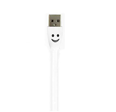 Smiley Micro USB-kabel voor JBL Flip 4 LED Light Android Oplader USB Smartphone Connector (wit)