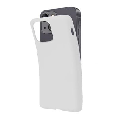 SBS Cover per iPhone 13 Mini Bianco Snow Pantone White, Custodia Morbida e Flessibile Antigraffio, Cover Sottile e Comoda da Tenere in Tasca, Custodia Compatibile con Ricarica Wireless