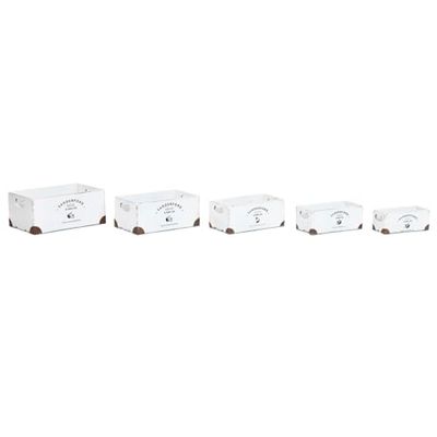 Home ESPRIT Juego de Cajas Decorativas Sanderford Blanco Madera de Abeto 35 x 22 x 15 cm 5 Piezas