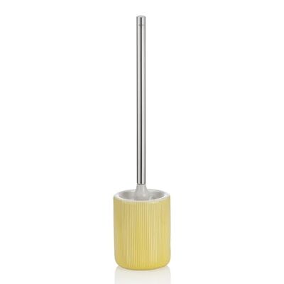 kela Scopino WC con contenitore 44,5 cm AVA, scopino WC con testina sostituibile, set di spazzole per WC, in ceramica, manico in acciaio inox, giallo
