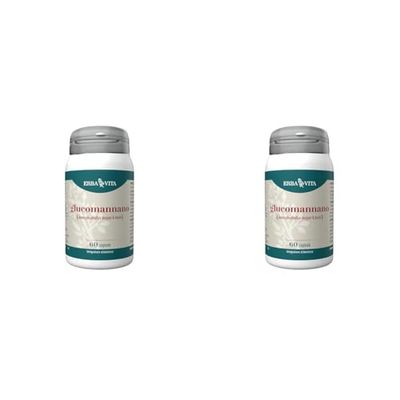 ERBA VITA Integratore Alimentare di Glucomannano, 60 Capsule, Fibra vegetale ricavata dalla radice di Amorphophallus konjac (Confezione da 2)