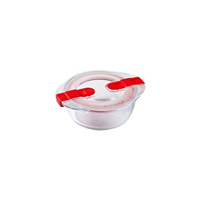 Pyrex Cook & Heat Recipiente de armazenamento e transporte de alimentos, vidro borosilicato, transparente, 14 x 12 x 5 cm