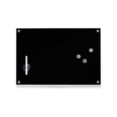 Avilia Lavagnetta Memo Effetto Muro - Planner Magnetico da Parete con Pennarello | Vetro di Sicurezza, 60x40 cm, Nero, Include 3 Calamite Decorative