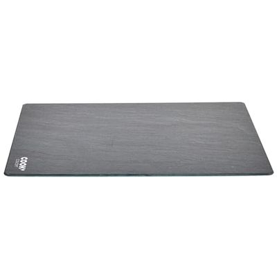 Cook Concept KD3349 - Tagliere rettangolare in vetro temperato, effetto ardesia, altezza 0,4 x 30 x 40 cm, colore: nero e grigio