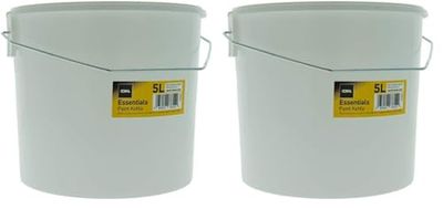 Coral 73312 Essentials Plastic Paint Kettle Container with Metal Handle for Paints and Paste, White, 5 Litre (Pack of 2)