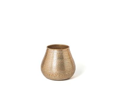 H&h vaso chennai in alluminio decorato inciso a texture colore oro cm 22x20