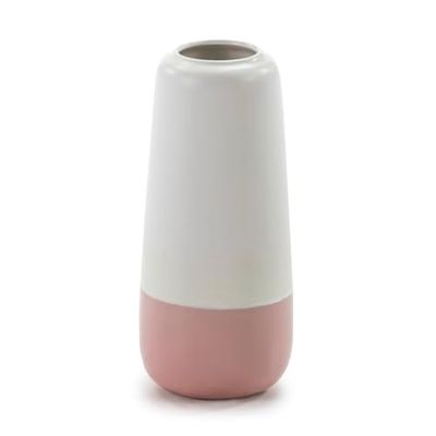 JARRON 16X16X37 CERAMICA BLANCO/ROSA