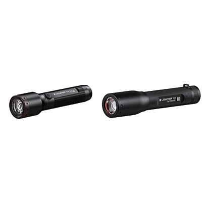 Ledlenser P5R Core, torcia LED 500 lumen, portata 250 metri & P3R torcia tascabile, flusso luminoso Max 140 lumen, raggio di luce Max 100 m, autonomia Max 6 ore, in confezione Box, Nero