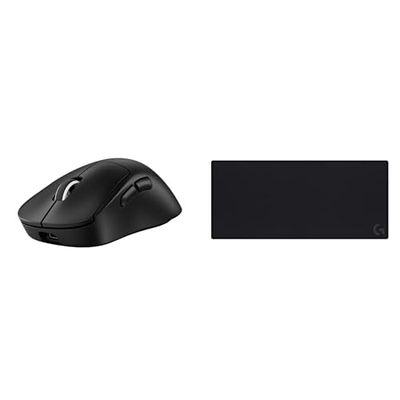Logitech G PRO X SUPERLIGHT 2 DEX LIGHTSPEED draadloze gamingmuis, 60g Pro-Grade lichtgewicht muis met 5 programmeerbare knoppen, Logitech G G840 Extra Large gaming muismat, geoptimaliseerd