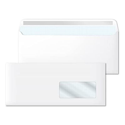 Sobres de Papel, Sobre Blanco Americano con Ventana Derecha, Medida 225 x 115 mm, Sobres Papel Blancos para Cartas y Documentos, Sobres 90 g/m² con Cierre Autoadhesivo · m-office (500 uds)