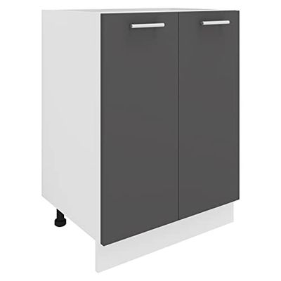 VCM Mobiletto a 2 Ante, Legno ingegnerizzato, Bianco/Antracite, Taglia Unica