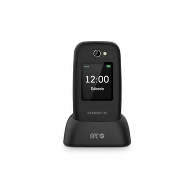 SPC Harmony 4G - Mobiele telefoonhoes voor ouderen, eenvoudig te bedienen met grote knoppen, compatibel met hoofdtelefoon, afstandsbediening, SOS-knop, hoog volume, laadstation, zwart