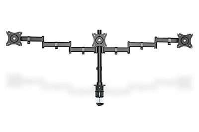 DIGITUS Suporte para monitor, braçadeira de secretária, 3 monitores, até 27 polegadas, até 3 x 8 kg, VESA 75 x 75, 100 x 100, preto