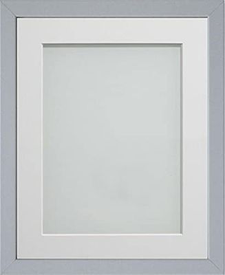 Frame Company Jellybean Range Grey Wooden 16x12 inch Picture Photo Frame with White Mount for Image 12x10 inch * Choice of Colours & Sizes* Fitted with Perspex