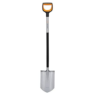 Fiskars Bêche de Jardin pour Sols durs et caillouteux, Pointue, Longueur : 120 cm, Lame renforcée en acier au bore, Noir/Orange, Xact, 1066729