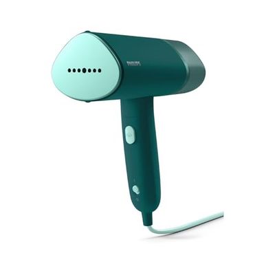 Philips 3000-serie handstomer - 1000W, 20 g/min stoom, afneembare 120ml watertank, metalen bodemplaat, verwarmde plaat, opbergetui inbegrepen, 660 g lichtgewicht, donkergroen (STH3020/70)