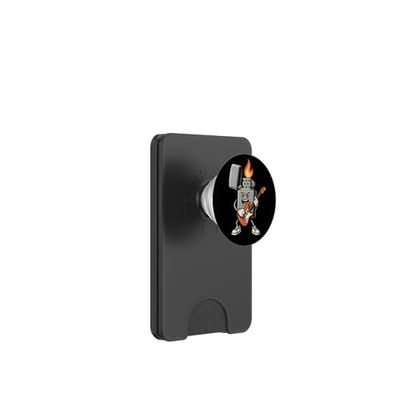 Divertidas llamas encendedoras con traje de guitarra eléctrica genial PopSockets PopWallet para MagSafe