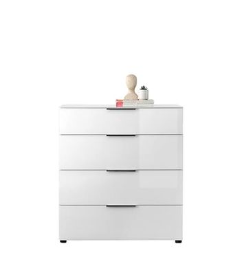 Stella Trading Commode SANTORIN Blanche avec façade en Verre, x P, Bois d'ingénierie, Blanc, 90 x 99 x 40 cm (B/H/T)