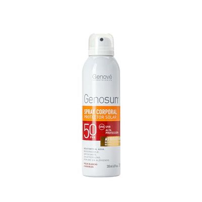 Genosun Fotoprotetor em spray SPF50 | Protetor solar todos os tipos de pele, filtros com propriedades antióxidantes e anti-inflamatórias, 200 ml