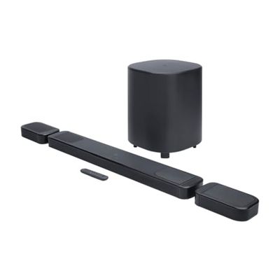 JBL Bar 1000 MK2, Soundbar Bluetooth a 7.1.4 Canali per TV con Altoparlanti Rimovibili, Subwoofer da 10”, Audio Surround Dolby Atmos e DTS:X, HDMI eARC, Wi-Fi, PureVoice 2.0 e MultiBeam 3.0, Nera