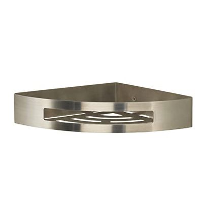 Gedy | Hanoi Porta Oggetti Doccia Angolare in Acciaio Inox, Finitura Spazzolata, Dimensioni 4,5 x 21 x 21 cm e Peso 0,55 kg