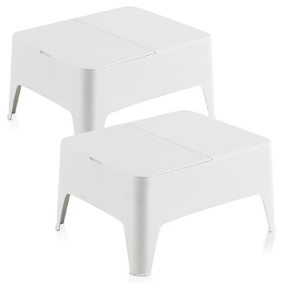 Shaf Lot de 2 Tables d'appoint de Jardin Alaska, Couleur Blanche, Plastique, Blanc, 2 unidades
