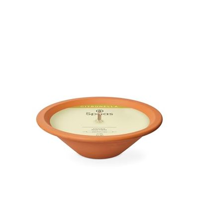 Spaas Vela de jardín de citronela Royal Flame en plato de terracota, alrededor de 13 horas, amarillo, 13 hours