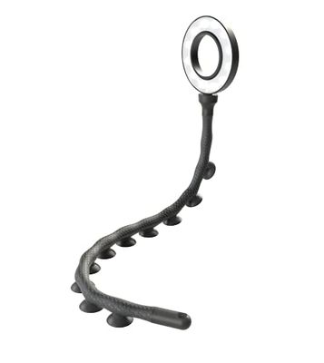 DigiPower Twist - Anillo de luz Flexible con 10 ventosas para un Agarre óptimo en PC, portátil, Tablet y Espejo, Color Negro