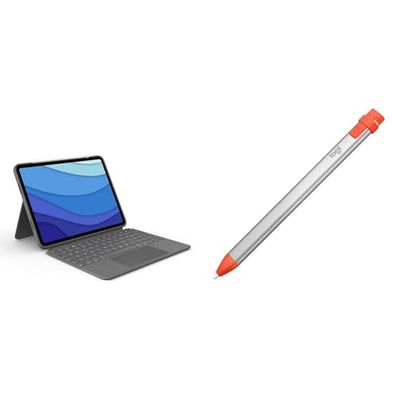 Logitech Slim Combo Touch Tastaturcase Trackpad für iPad Pro 11“ (1./ 2./3.Gen) & Logitech Crayon ditigaal potlood voor alle iPads (2018 en later)- Zilver/Oranje