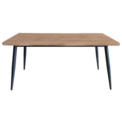 DRW Table de Salle à Manger en métal Naturel et Noir 160 x 75 x 80 cm