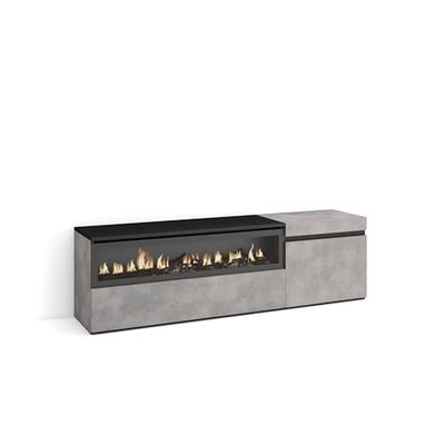 Skraut Home | Meuble TV | Banc Télé | Grand Espace de Rangement | 150x45x35cm | pour Les TV jusqu'à 65" | Cheminée électrique | Style Moderne | Ciment