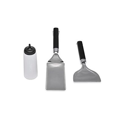 Weber Set Accessori per Piastra Grill, 3 Pezzi, Composto da Giraplati per Piastra, Raschiatore in Acciaio Inossidabile e Bottiglia Schiacciante. Perfetto per Tutte Le Planchas/Piastra Grill (6777)