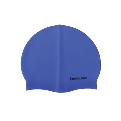 Endless EL1019 Classic Comfortable Plain Silicon Swimming Cap | Blue | Material : Silicon | Fully Elastic Waterproof Swimming Cap for Long and Short Hair with Thicker Edge | For Adults, Women and Men