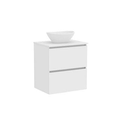 Baikal Mueble de Baño Klay. Mueble MONTADO. 2 Cajones Suspendido con Lavabo sobre Encimera. Armario de Baño. Lavabo Ceramico. 60cm Blanco.